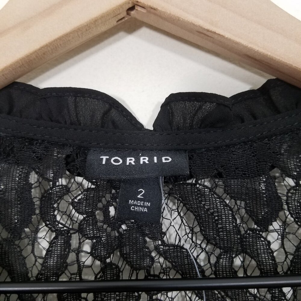 NWT Torrid Long Sleeve Top Blouse Black Size 2 - Picture 3 of 7